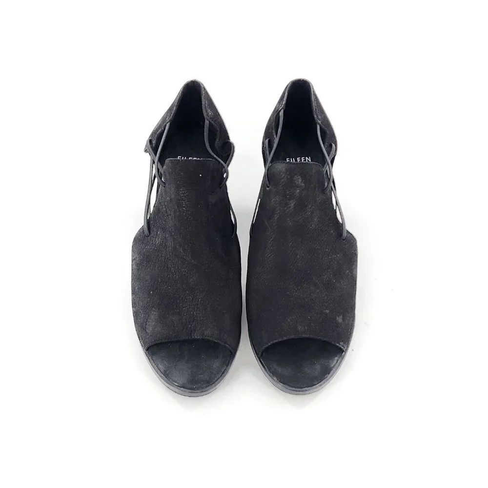 EILEEN FISHER Nikki Peep Toe Sandal Black - Picture 6 of 15